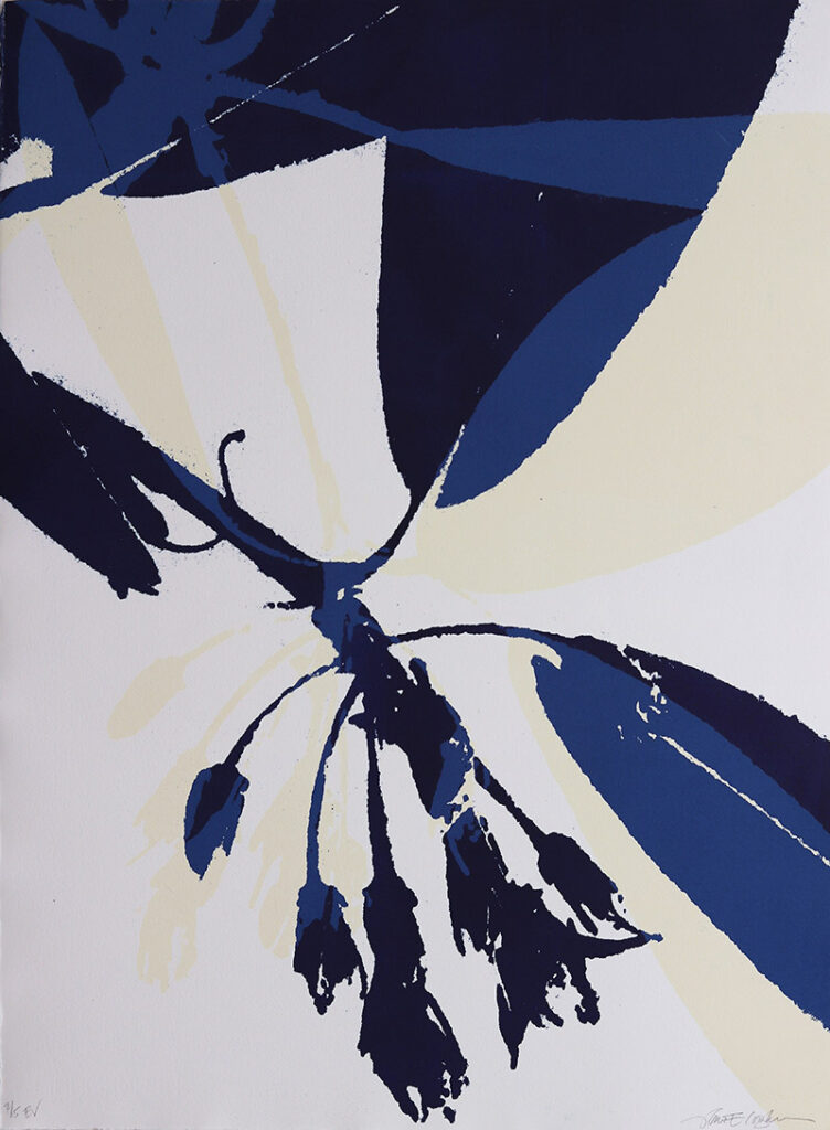 blue floral rhododendron monotype