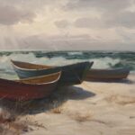 Beached Dories oil on canvas by Paul Strisik