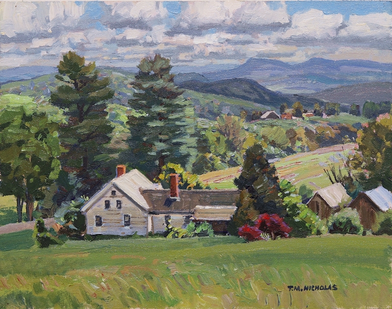 Shelburne View oil on panel by T.M. Nicholas