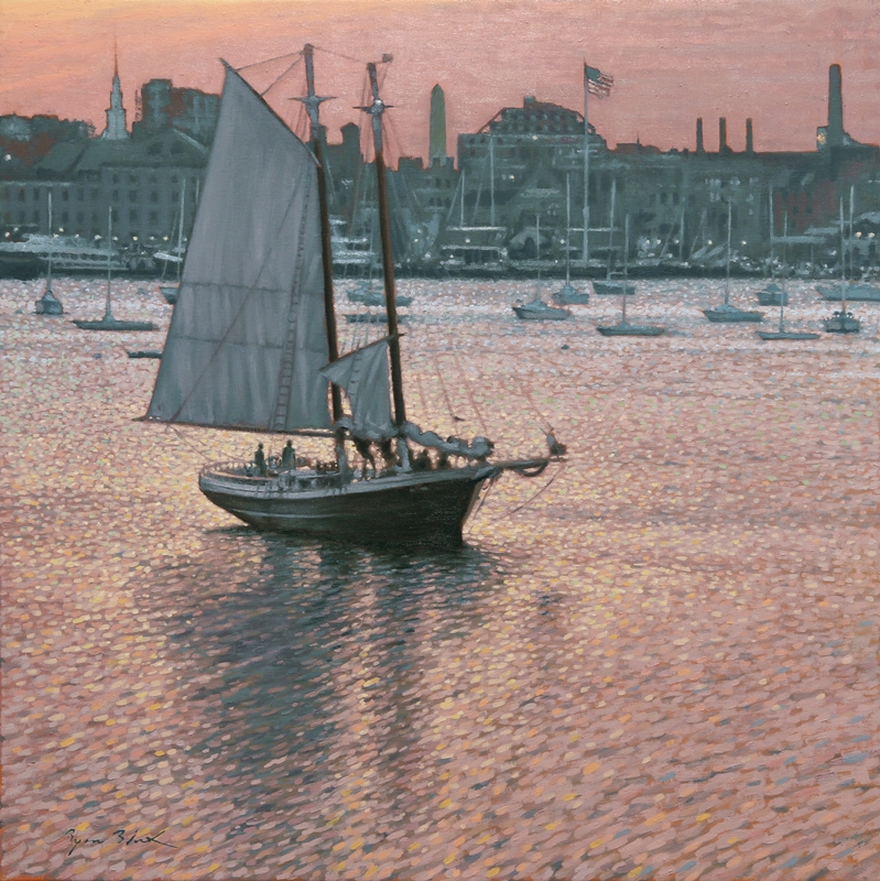 Evening Sail, Seaport oil by Ryan Black