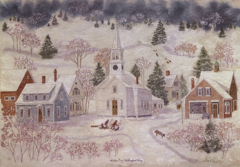 Winter Day, New England Village by Davis Carroll