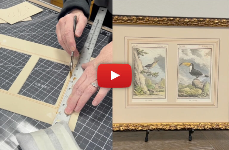 Framing Art with a Handcrafted French Mat at Page Waterman Gallery and Framing in Natick, MA.