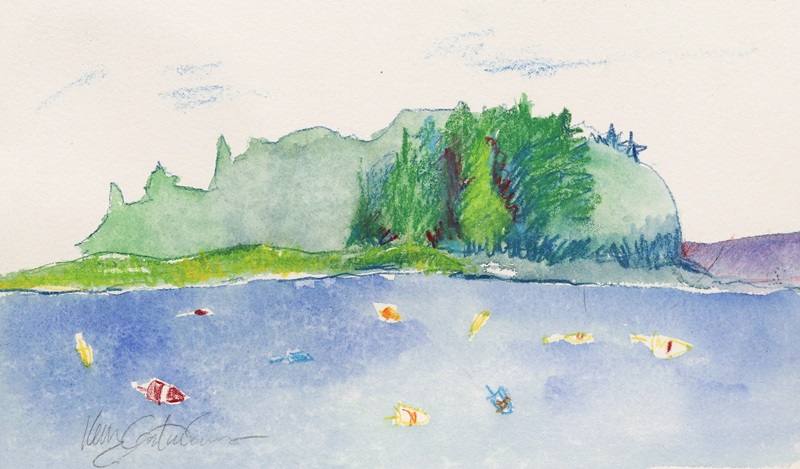 Maine Island with Buoys by Kerry Gorton Evans