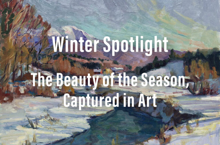 Paintings of winter scenes at Page Waterman Gallery and Framing in Natick, MA.