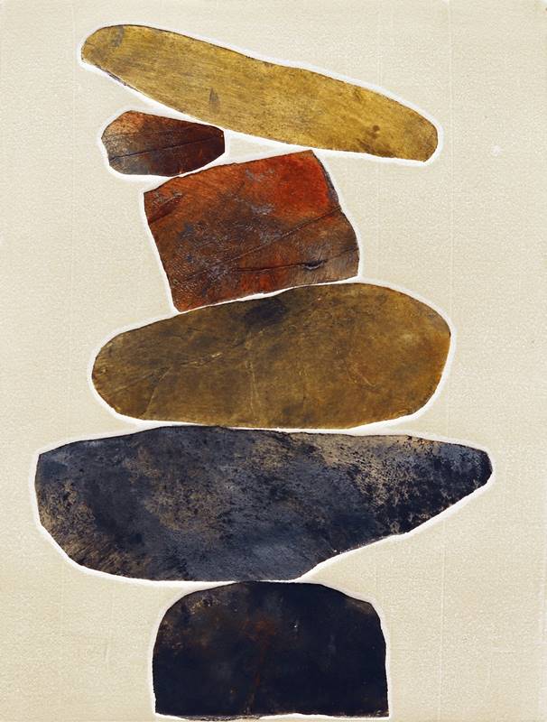 stacked rock cairn monotype