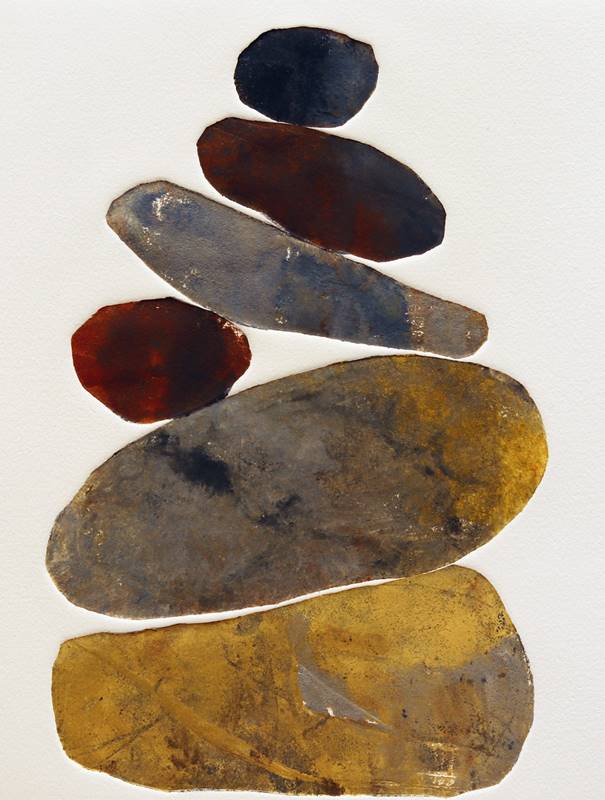Zen rock pile cairn monotype