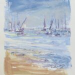 small bright contemporary painting of sailboats