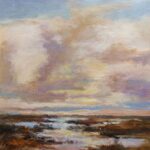 marsh with clouds oil painting