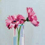 Colorful pink floral oil painting