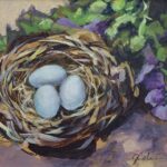 small Spring painting of robins eggs