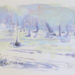 subtle contemporary painting of sailboats