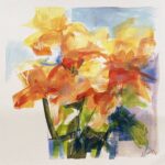 Vibrant orange and yellow flowers painting