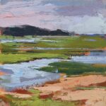 Small seascape plein air oil painting of Rhode Island