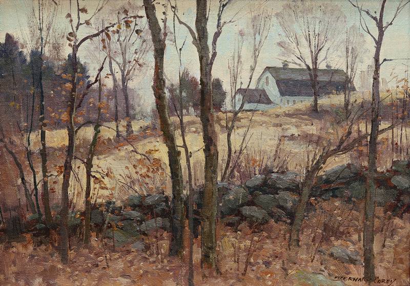 New England farm oil painting by Bernard Corey
