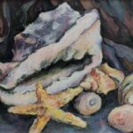 small still life painting of shells