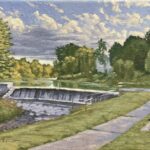 small oil painting of Soth Natick Falls
