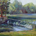 oil painting of the South Natick Falls in Summer