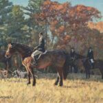 Oil painting of fox hunting in Sherborn