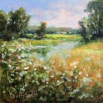 small painting of flowers in field of light