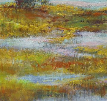 small diptych painting with texture of a meadow