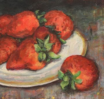 small painting of strawberries