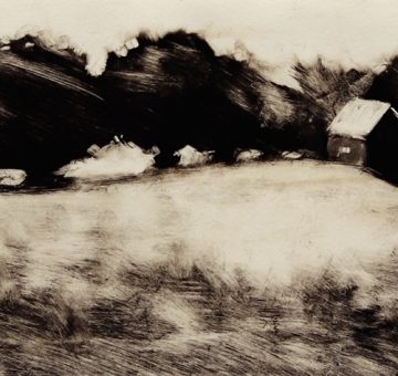 Wind Across the Farm monotype by Trish Hurley